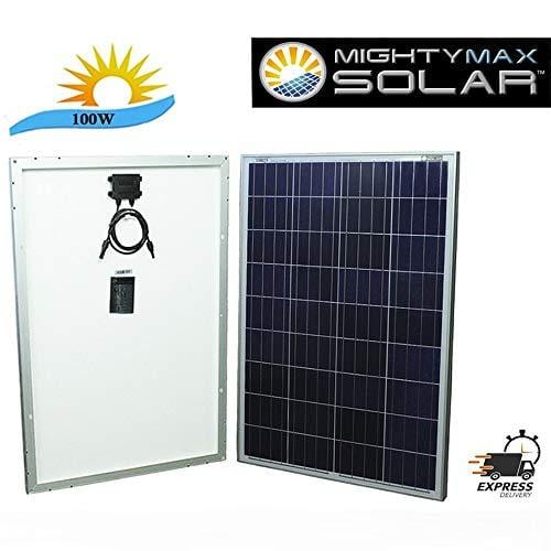 Mighty Max Battery 100 watt Off Grid Solar Power System - 100w 12v -18v high Efficiency polycrystalline Solar Panel Module Battery Charger for Marine and RV Solar Battery Brand Product