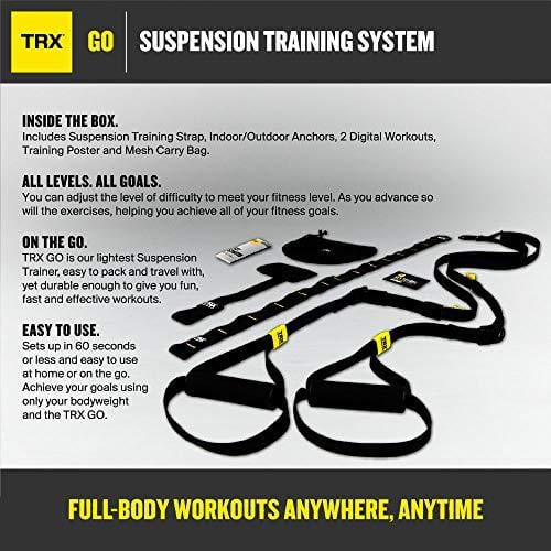 TRX GO Suspension Training: Bodyweight Fitness Resistance Training | Fitness for All Levels & All Goals for Total Body Workouts for Home & Travel | Lightweight & Portable | Workout Poster Included
