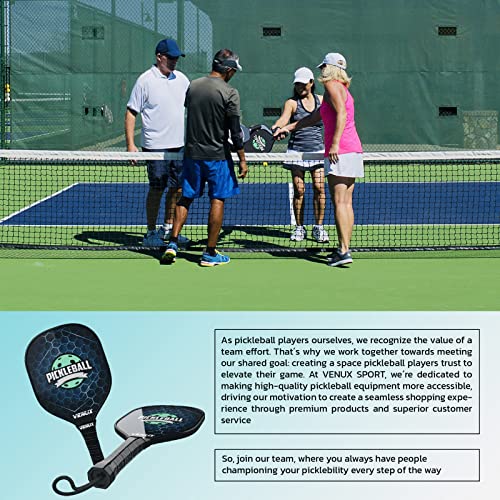 VENUX Portable Pickleball Net Set- Professional Pickleball Net System Complete Set 4 Upgraded Paddles 10 Balls + Carrying Bag Steel Metal Frame PE knotless Net Dual PVC Official Regulation Size