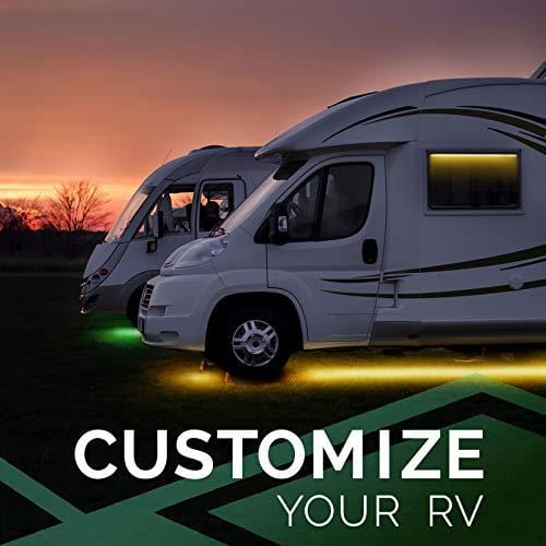 OPT7 Aura LED Trailer RV Underbody/Awning or Interior Lighting Kit - Full Color Spectrum- 4 Smart-Color Glow Strip