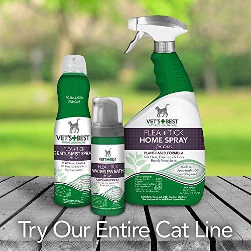 Vet's Best Flea and Tick Waterless Bath Foam Dry Shampoo for Cats, 5 oz