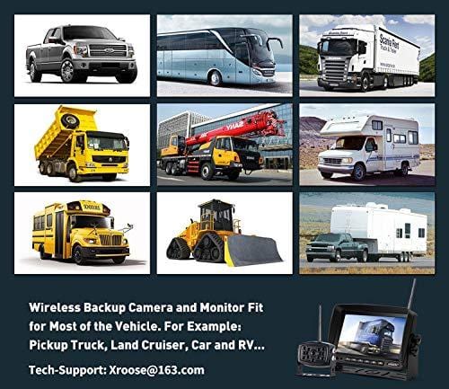 Wireless Backup Camera with Monitor System Split Screen for RV Rearview Reversing Back Camera No Interface IP69 Waterproof + Big 7'' Wireless Monitor for Truck Trailer Heavy Box Truck Motorhome ...