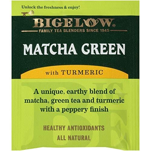 Bigelow Tea Matcha Green Tea with Turmeric 18Count (Pack of 6) Caffeinated Individual Green Tea Bags, for Hot Tea or Iced Tea, Drink Plain or Sweetened with Honey or Sugar
