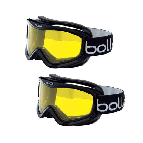 Bolle Mojo Ski/Snow Goggles, 2-Pack | Shiny Yellow Lemon | Ventilated | Dual-Pane Anti-Fog Thermal Barrier | Crystal Clear View | Med-Lg. Adult Fit