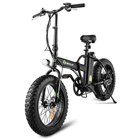 Goplus Folding Electric Bicycle 20’’ Fat Tire Ebike 48V10AH Lithium Battery 500W Electric Bike for Adults with LCD Display and Shimano 7 Speed Gear
