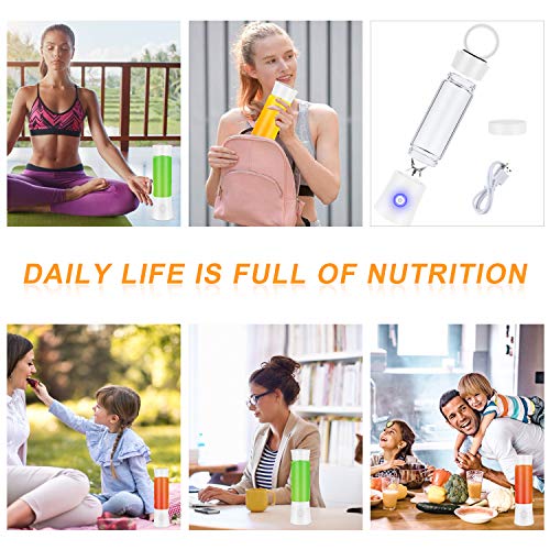 Portable Blender, Personal Blender for Shakes and Smoothies, 6 Stainless Steel Blades Cordless USB Rechargeable Juicer Cup with 4000mAh Batteries, Handheld 16oz Mini Travel Blender Small Fruit Mixer Detachable for Home Office Gym Outdoor, White