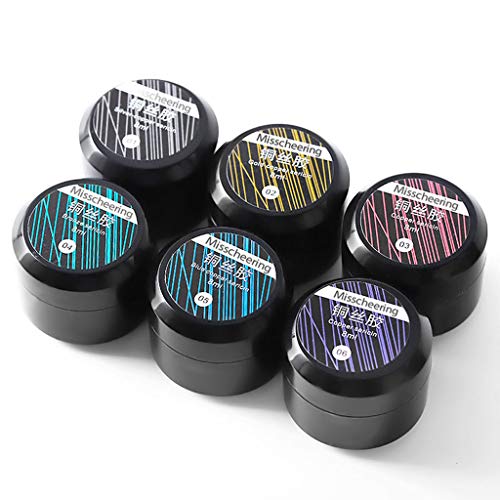 ღYemenger 6 Colors Nail Spider Gel Set, Matrix Gel Paint Design Nail Wire Drawing Nail Gel for Line, Lasting Effect