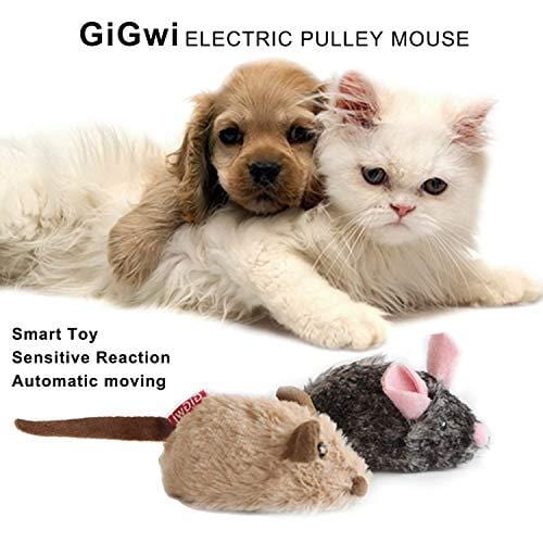 Vealind GiGwi Automatic Moving Mouse Cat Toy with Lifelike Sounds(Coffee-Ear)