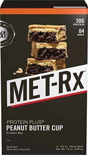 MET-Rx Protein Plus Protein Bar, Peanut Butter Cup, 4 Count Value Pack, High Protein Bar with Vitamins to Support Energy Levels & Muscle Strength, Gluten Free