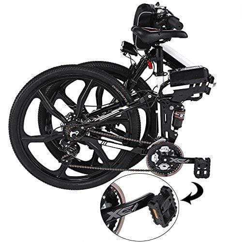 ferty Folding Electric Moped Sport Mountain Men Bicycle with Large Capacity Battery [US Stock] (Black)