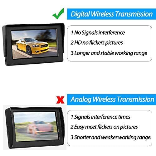 ZSMJ Digital Wireless Backup Camera Kit, Stable Signal Reverse Camera Kit with Super Night Vision, IP68 Waterproof Rear View Camera 4.3'' LCD Monitor for Trucks/RV/Vans/Trailer Over 660ft Transmission