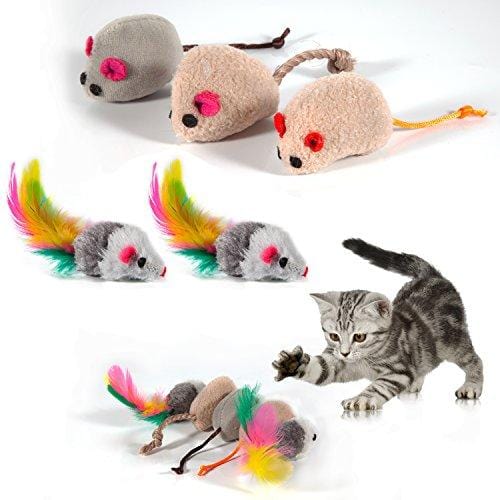 MIBOTE 24Pcs Cat Toys Kitten Catnip Toys Assorted, 2 Way Tunnel, Fish, Interactive Feather Teaser, Fluffy Mouse, Tumble Cage Mice, Crinkle Rainbow Balls Bells Toys for Puppy Kitty