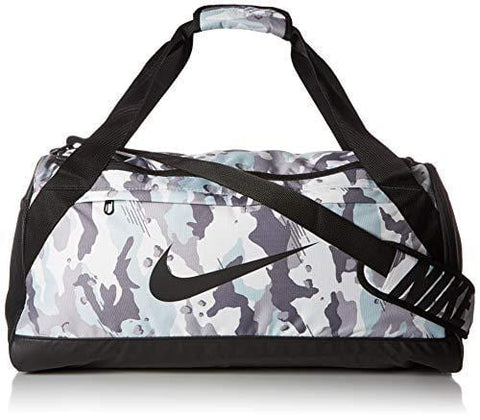 Nike Brasilia Medium Duffle - All Over Print, White/Black/Black, Misc