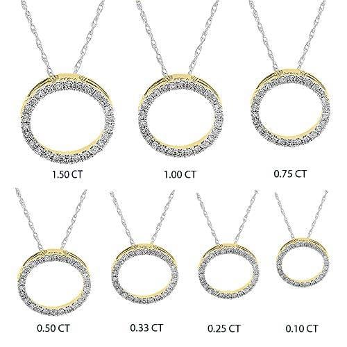 Dazzlingrock Collection 0.10 Carat (ctw) 14K Round White Diamond Circle Pendant 1/10 CT (Silver Chain Included), Yellow Gold