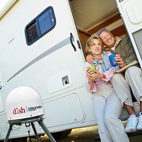 Winegard PAE100R White Playmaker Portable Satellite TV Antenna (with Dish Wally Receiver Bundle)