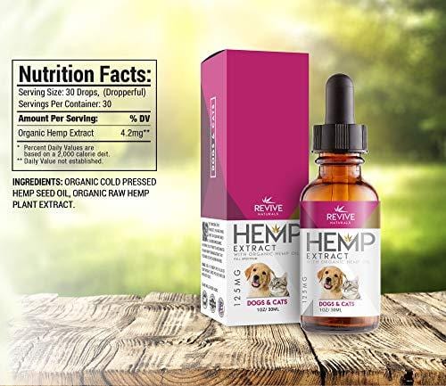Organic Hemp Oil Extract for Dogs & Cats - 125MG - Helps Relief Joint Pain, Anxiety & Hips Pain for Dog & Cat. Pets Calming Treats. Zero THC, Full Spectrum Hemp Extract, Natural Arthritis Supplement.