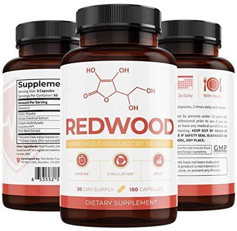 UMZU: Redwood: 100% Natural Nitric Oxide (30-Day Supply) - May Improve Blood Flow and Lower Blood Pressure - Can Visibly Treat Varicose Veins - for Optimal Health