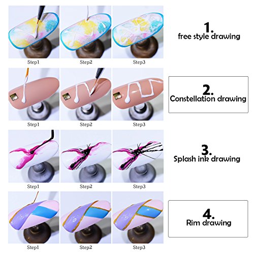 6 Colors Spider Gel, Saviland matrix Gel with Gel Paint Design Nail Art Wire Drawing Gel for Line (White black red blue yellow silver)