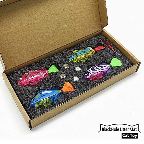 BlackHole Litter Mat Interactive Swimming Robot Fish Toy for Cat/Dog with LED Light (4 pcs), Cat & Dog Toy to Stimulate Your Pet's Hunter Instincts