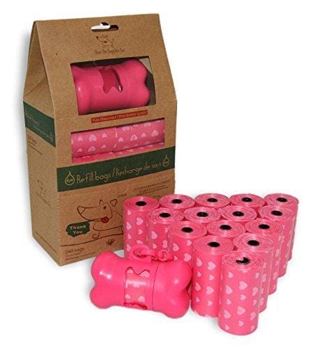 Good Habit by Best Pet Supplies - 15 Micron Thick Waste Poop Bags Refill Rolls with Dispenser - Light Scented, Pink Heart, 240 Bags ...