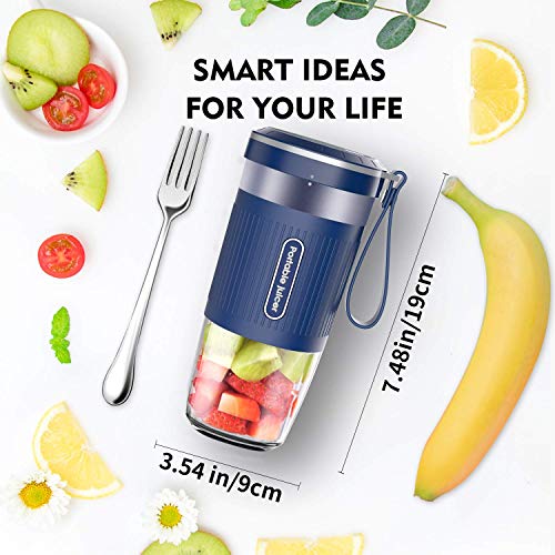 Portable Blender,AUZKIN Cordless Mini Personal Blender Small Smoothie Blender USB Fruit Juicer Mixer - Home Outdoor Travel Office - USB Rechargeable,IP68 Waterproof, BPA Free