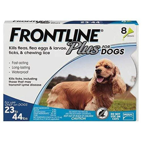 Frontline Plus Flea and Tick Treatment for Dogs 8 Month Supply (23-44 LB)