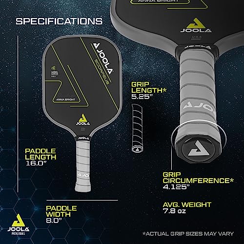 JOOLA Anna Bright Scorpeus Pickleball Paddle w/Charged Surface Technology for Increased Power & Feel - Fully Encased Carbon Fiber Pickleball Paddle w/Larger Sweet Spot - USAPA Approved. 14mm