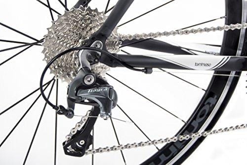 Tommaso Monza Endurance Aluminum Road Bike, Carbon Fork, Shimano Tiagra, 20 Speeds, Aero Wheels - Matte Black - Medium