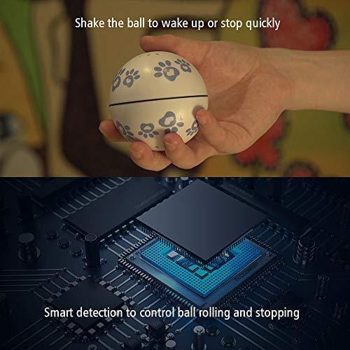 Vircomone Smart Interactive Cat Play and Toys Ball, USB Rechargeable Motion Activated Automatic Rotating Electronic Pet Toy,Built-in Spinning Sparkle Eye-Protection LED Catnip Chamber cat Toy Balls