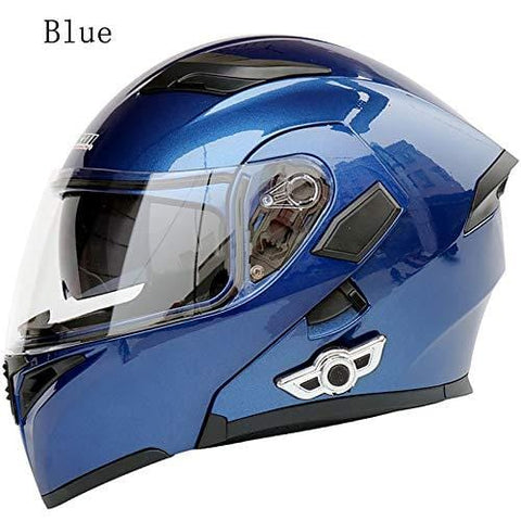 MOPHOTO Bluetooth Integrated Motorcycle Helmets, Anti-Glare Full Face Flip up Dual Visors Modular Bike Motorcross Helmets Intercom Helmet/Rider to Rider, XLarge (61-62cm)