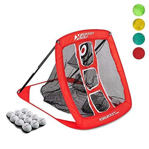 Rukket Pop Up Golf Chipping Net | Outdoor / Indoor Golfing Target Accessories and Backyard Practice Swing Game | Includes 12 Foam Practice Balls