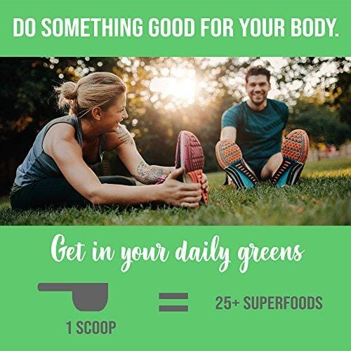 Chocolate Greens SUPERFOOD Powder - Amazing Taste - Organic Super Food Green Daily Vegetable Juice Smoothie Drink Supplement with Wheatgrass and 25+ Superfoods by Detox Organics