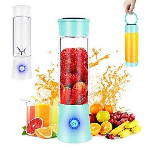 Portable Blender, Personal Blender for Shakes and Smoothies, 6 Stainless Steel Blades Cordless USB Rechargeable Juicer Cup with 4000mAh Batteries, Handheld 16oz Mini Travel Blender Small Fruit Mixer Detachable for Home Office Gym Outdoor, Green