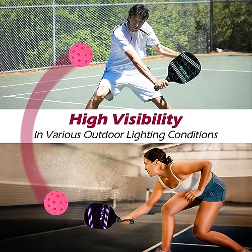 RayChee Outdoor Pickleball Balls, 40 Holes Pickleballs 3/12/48 Pack for Sport Outdoor Play, High Bounce Pickle Balls Outside for All Style Pickleball Paddle & Court w/Mesh Bag