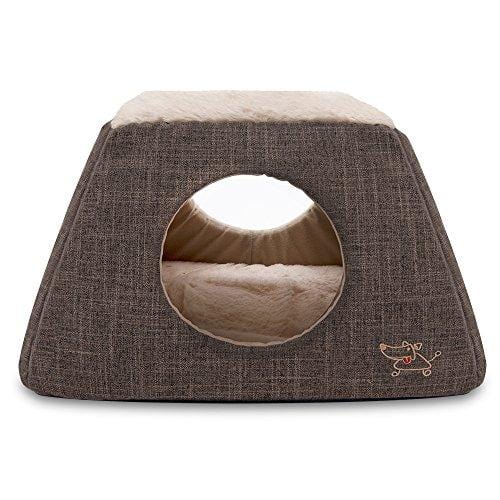 Best Pet Supplies 2-in-1 Cat Bed & Cave - with Plush Lining by Best Pet Supplies, Large (19" x 19"), Dark Brown