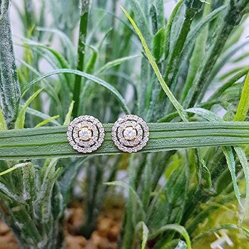 Dazzlingrock Collection 0.41 Carat (ctw) 14K Round Cut White Diamond Ladies Halo Style Stud Earrings, Yellow Gold