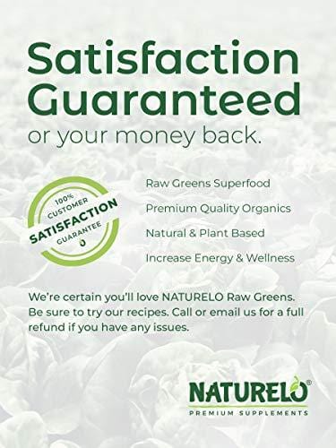 NATURELO Raw Greens Superfood Powder - Best Supplement to Boost Energy, Detox, Enhance Health - Organic Spirulina & Wheat Grass - Whole Food Vitamins from Fruit & Vegetable Extracts - 60 Servings