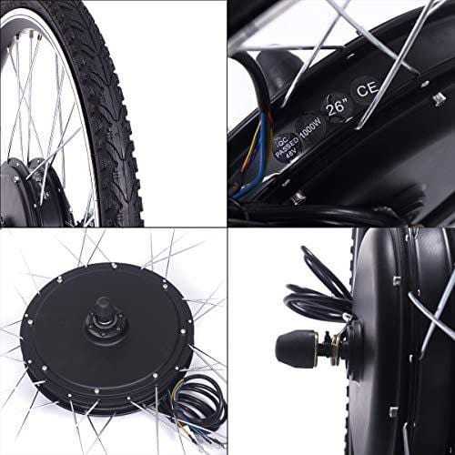 JAXPETY 48V 1000W Electric Bicycle Cycle E Bike 26" Front Wheel Ebike Hub Motor Conversion Kit Hub Motor Wheel