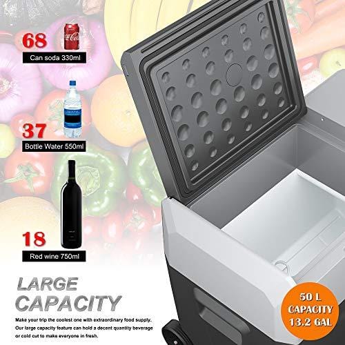 NHT Portable Refrigerator for Vehicle, RV, Boat, Trucker AC/DC Power Freezer for Travel, Fishing, Outdoor (53 Quart (50L)