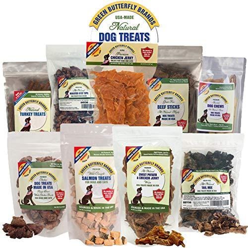 Green Butterfly Brands Beef Dog Treats - Made in USA Only - All Natural, Meaty Slow Roasted Beef Tips - Premium American Beef - Grass Fed, Farm Raised - Crunchy & Delicious Grain Free Training Treat