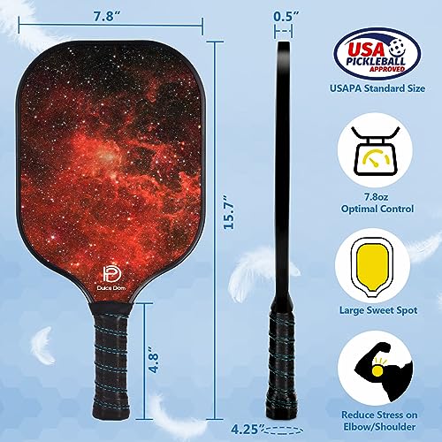 DULCE DOM Pickleball Paddles Set of 4, USAPA Approved Fiberglass Surface Pickleball Set with Pickleball Paddles, 4 Pickleball Balls and Pickleball Bag, Pickle Ball Rackets Gifts for Beginners & Pros