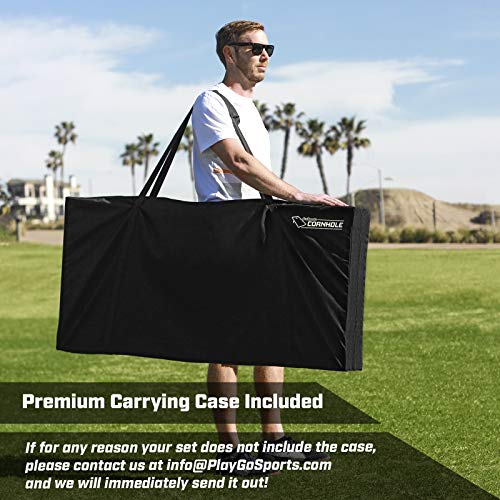 GoSports Solid Wood Premium Cornhole Set - Choose Between 4'x2' or 3'x2' Game Boards, Includes Set of 8 Corn Hole Toss Bags, Regulation Size (4ft x 2ft)