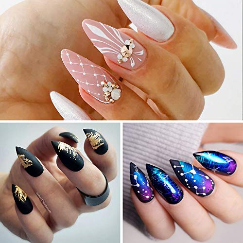 AZUREBEAUTY 6 Colors Spider Gel,Matrix Gel with Gel Paint Design Nail Art Wire Drawing Nail Gel for Line,Require LED UV Nail Dryer Lamp(White Black Red Gold Silver Champagne)
