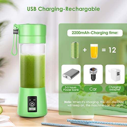 Portable Blender, Personal Mini Blender with 380ML for Smoothies and Shakes, USB Rechargeable Blender for Home, Kitchen, Office, Travel, Gym, Picnic