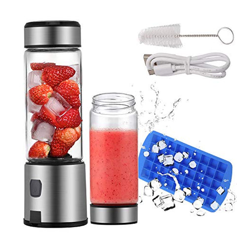 TOPQSC Portable Blender, Personal Blender 15oz USB Rechargeable 5200mAh, Smoothie Blender with Durable Glass and 2 Lids, Stainless Blades 16500rpm, Perfect for Shakes,Smoothies and Baby Food