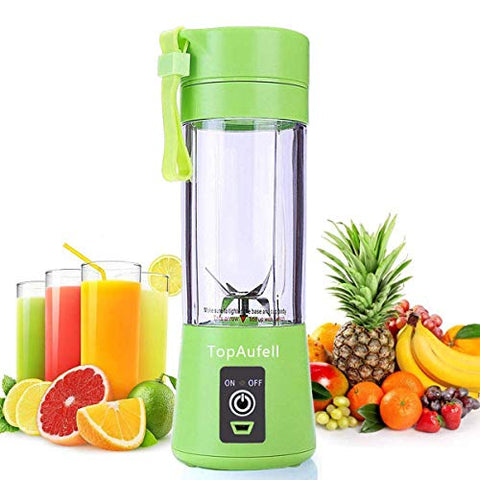 TopAufell Portable blender, Personal mini Size Blender for Smoothies and Shakes, Six blades in 3D for Superb Mixing, 13oz/380ML USB Rechargeable Juicer Cup, 2000mAh Powerful Handheld Fruit Mixer Machine