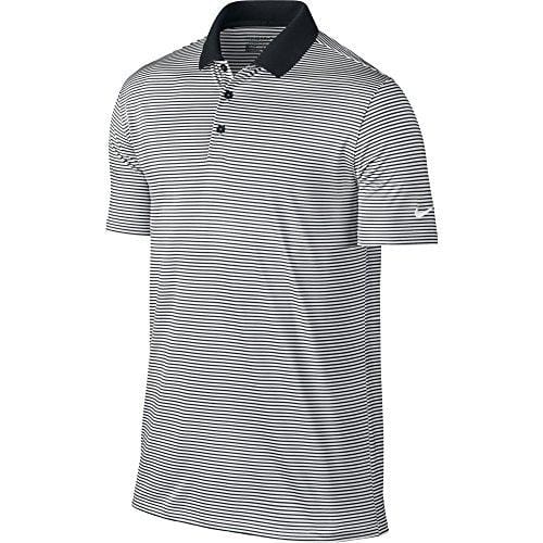 NIKE Men's Dry Victory Stripe Polo, Black/White, X-Large