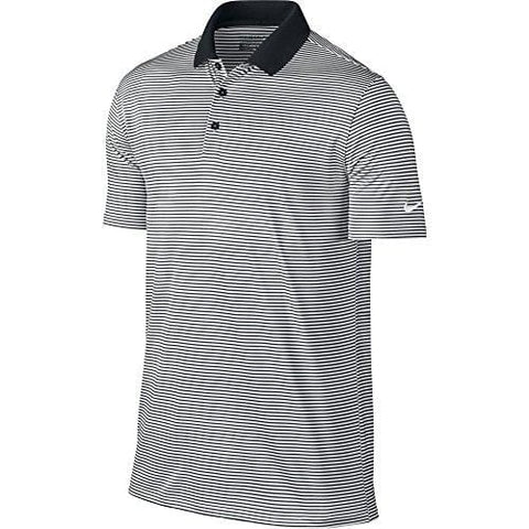 NIKE Men's Dry Victory Stripe Polo, Black/White, X-Large