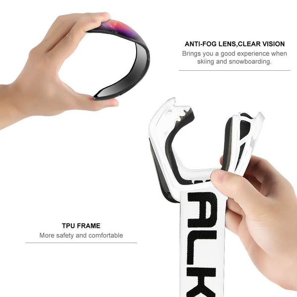 AKASO Ski Goggles, Snow Goggles for Youth, Kids & Teenagers, Snowboard Goggles with Anti-Slip Strap, Anti-Fog, Dual Layers Spherical Lens, UV 100% Protection