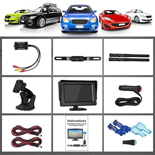 ZSMJ Digital Wireless Backup Camera Kit, Stable Signal Reverse Camera Kit with Super Night Vision, IP68 Waterproof Rear View Camera 4.3'' LCD Monitor for Trucks/RV/Vans/Trailer Over 660ft Transmission